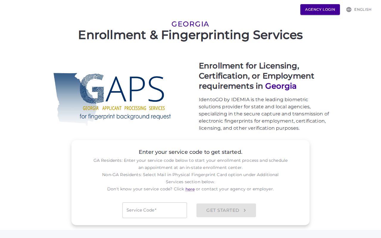 Upson County arrest record fingerprint enrollment through GAPS