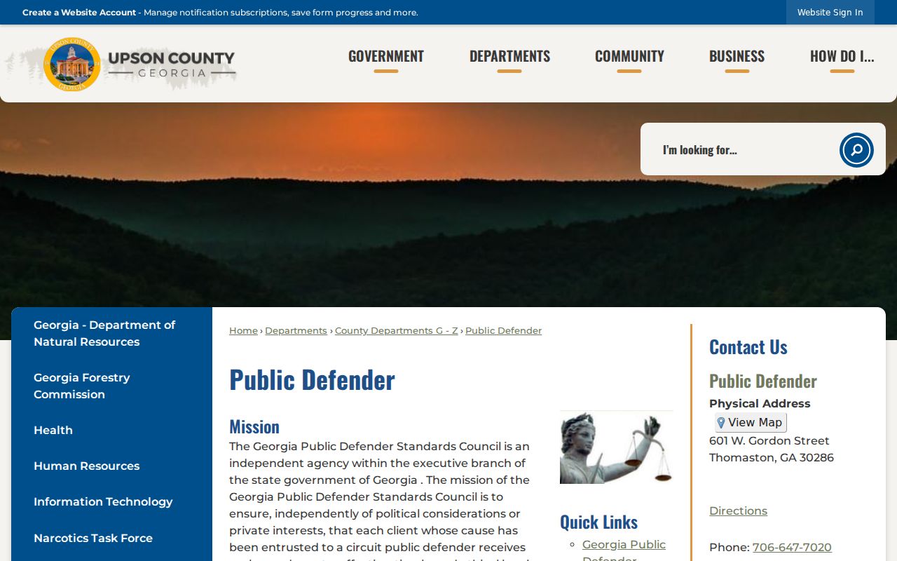 Upson County criminal court case public defender contact