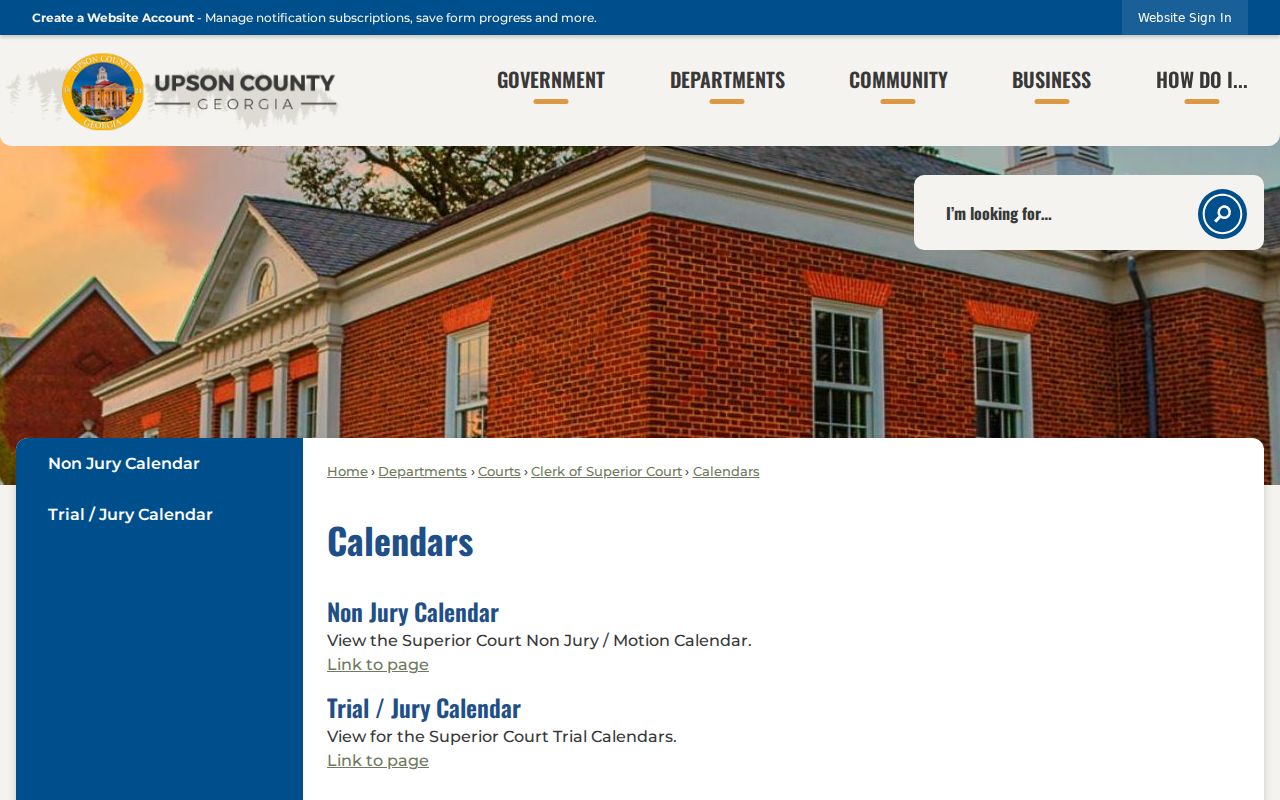 Upson County court case lookup using criminal calendars