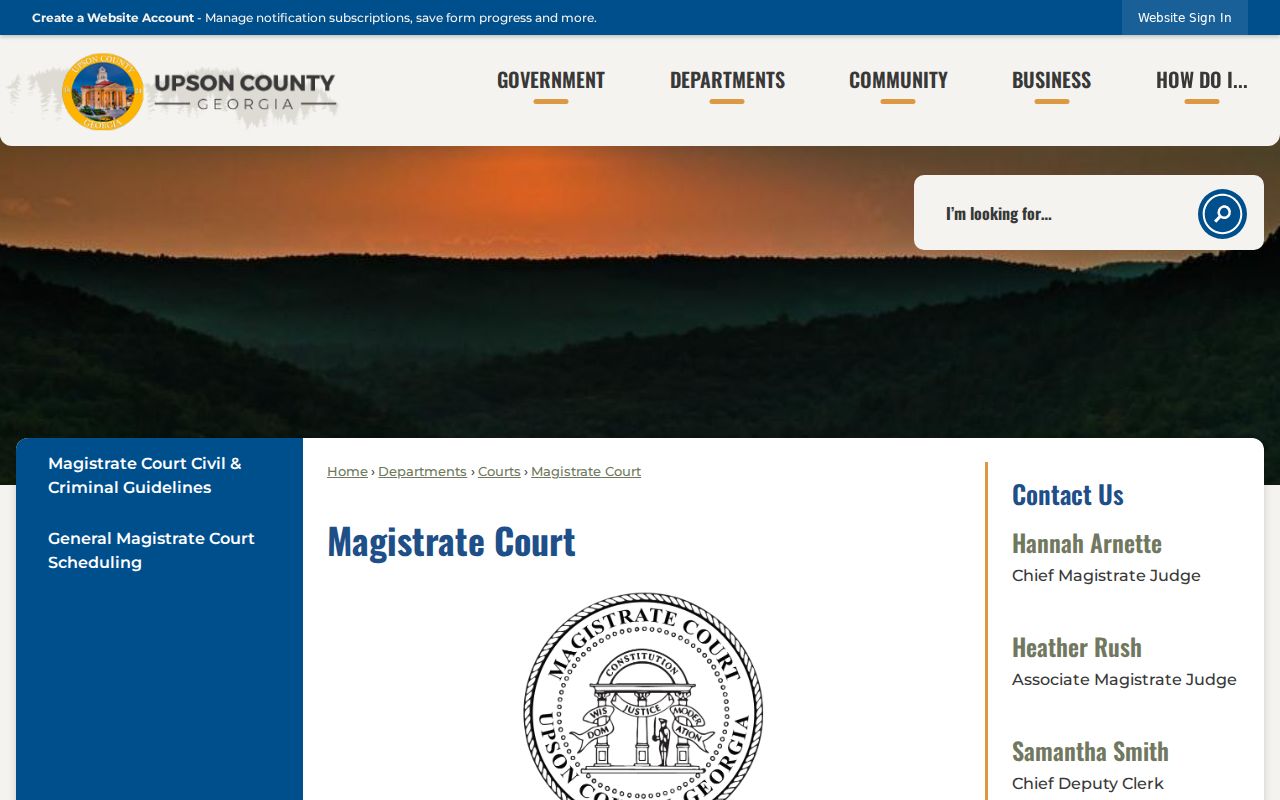 Upson County court case lookup for Magistrate Court records